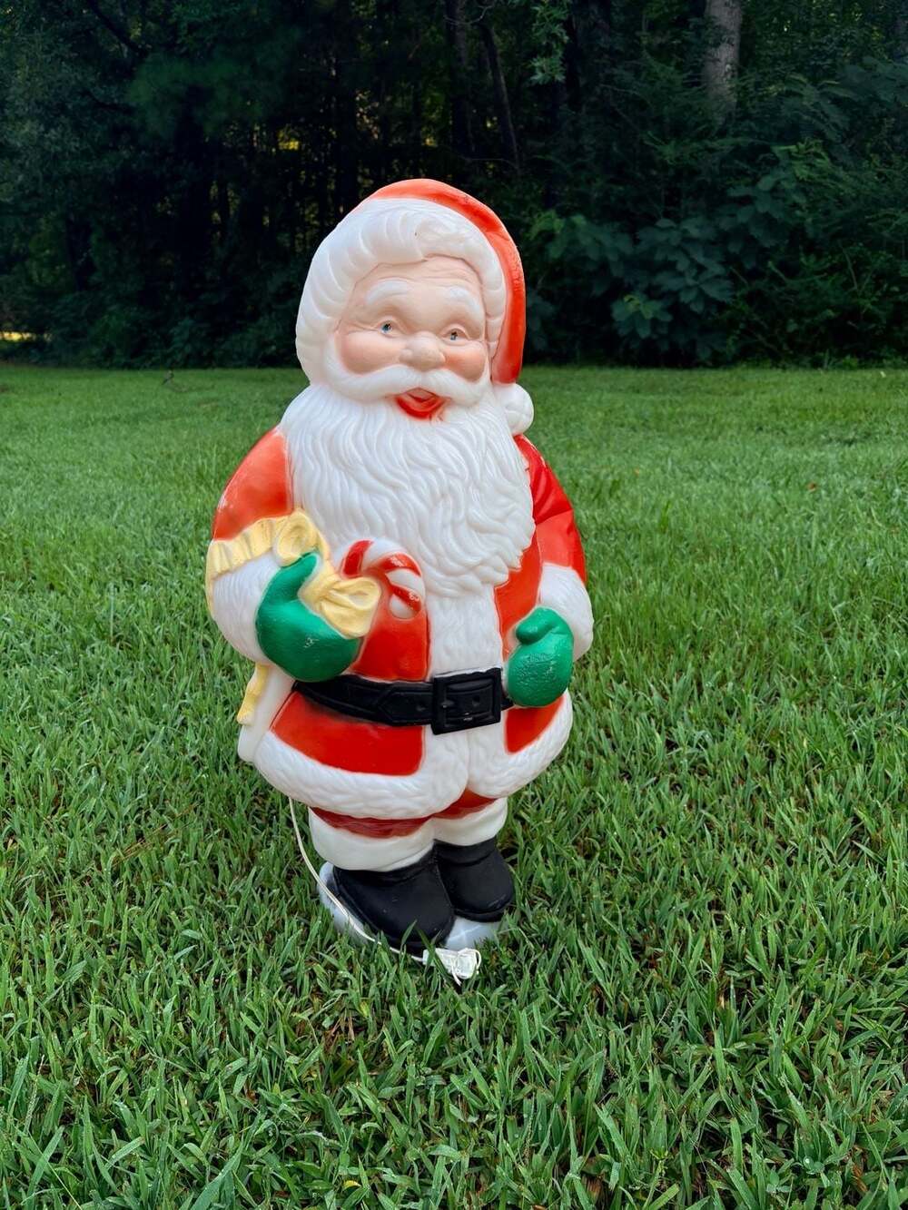 Vintage 30" Santa Claus Blow Mold Christmas Lawn Decoration with Candy Cane